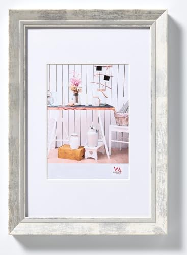 walther design Picture Frame White 13 x 18 cm with PassepArtout, Chalet Design Frame EL318W
