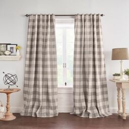 "Elrene Home Fashions Farmhouse Living Grainger Buffalo-Check Blackout Window Curtain, Living Room and Bedroom Drape with Rod Pocket Tabs, 52"" x 84"", Grey, 1 Panel"