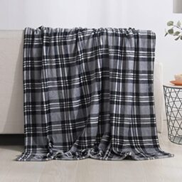 Elegant Comfort Luxury Velvet Super Soft Christmas Prints Fleece Blanket-Holiday Theme Home Décor Fuzzy Warm and Cozy Throws for Winter Bedding, Couch and Gift, 50 x 60 inch, Gray Plaid Throw