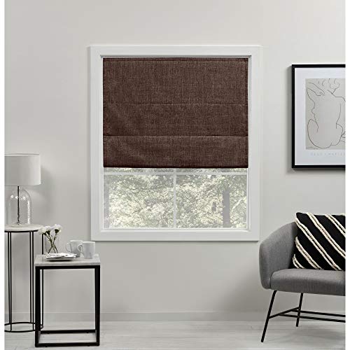 "Exclusive Home Curtains Total Blackout Roman Shade, Polyester, Chocolate, 27"" W X 64"" H"