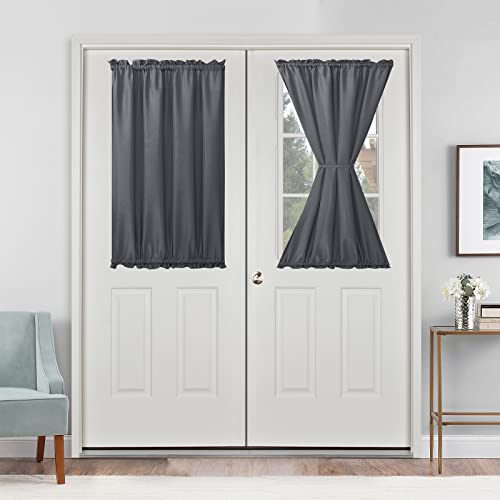 Hiasan Front French Door Curtains for Small Window, Rod Pocket Semi Sheer Short Sidelight Curtain, 1 Panel (White, W 24 inch x L 40 inch)