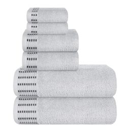 MALLONI HOME Ultra Soft 6 Pack Cotton Towel Set, Includes 2 Oversized Bath Towels 70 x 140 cm, 2 Hand Towels 40 x 60 cm and 2 Washbeds 30 x 30 cm, Light Grey