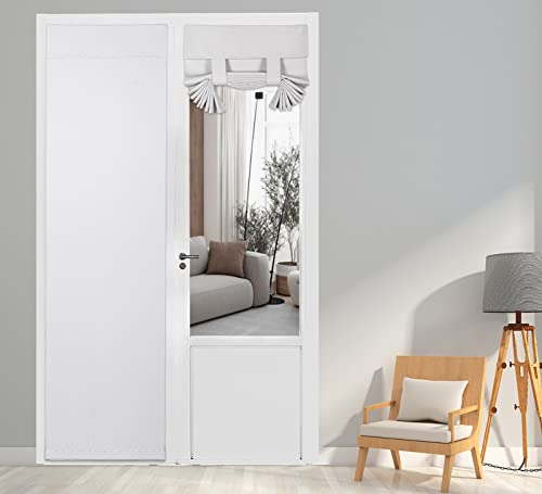 "PI French Door Blackout Curtain 2 Panels - Thermal Insulated Privacy Screen for Glass/Sliding Door - Roman Blind (W 26"" x L 80"", 2 Pieces, White)"
