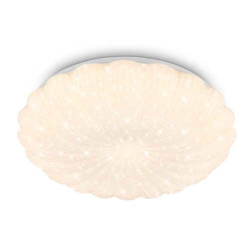 BRILONER - LED Ceiling Light with Starry Sky Effect, Warm White 3000K, Wavy Edge Design, Ceiling Lights Living Room, LED Lights for Bedroom, Kitchen Light, 38.5 x 8.5 cm, White
