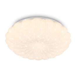 Briloner - LED Ceiling Light with Starry Sky Effect, Warm White 3000K, Wavy Edge Design, Ceiling Lights Living Room, LED Lights for Bedroom, Kitchen Light, 38.5 x 8.5 cm, White