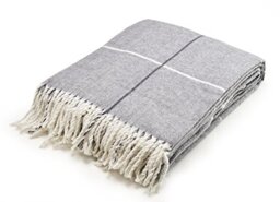 Arus Acrylic Highlands Collection Queen Size Tartan Plaid Design Throw Blanket Grey, 60x80 inches