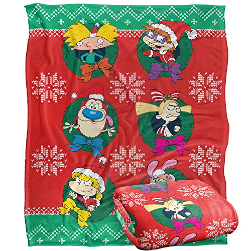 Nickelodeon 90'S Combo Character Wreaths Silky Touch Super Soft Throw Blanket 152 X 127 Cm