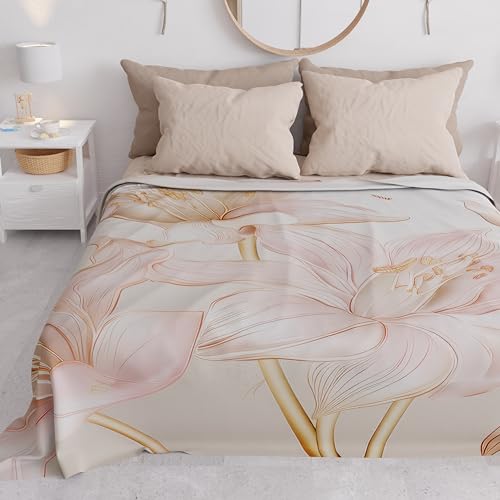 PETTI Artigiani Italiani - Spring-Summer Double Bed Bedspread Light Blanket Queen Size Bedspread, Bedspread, Lily 100% Made in Italy