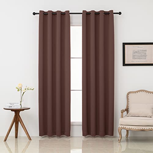 "Pickluc Grommet Blackout Curtains 84 Inches Long 2 Panels, Light Blocking Window Drapes for Living Room, Thermal Insulated, Noise Reduction, Cappuccino Brown, 52"" Wide x 84"" Length"
