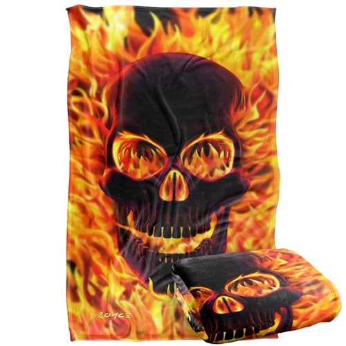 Jq Licensing - Royce Mcclure Flaming Skull Silky Touch Super Soft Throw Blanket 91 x 147 Cm