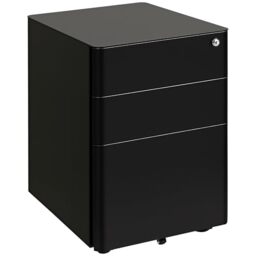Vinsetto 3-Drawer Mobile Filing Cabinet Steel Lockable 39 x 48 x 59cm Black