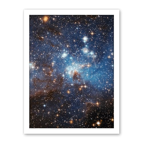 Artery8 Hubble Space Telescope Image Star Forming Region LH 95 In The Large Magellanic Cloud Blue Haze LMC Galaxy Stellar Nursery Gas And Dust Lanes Artwork Framed Wall Art Print 18X24 Inch