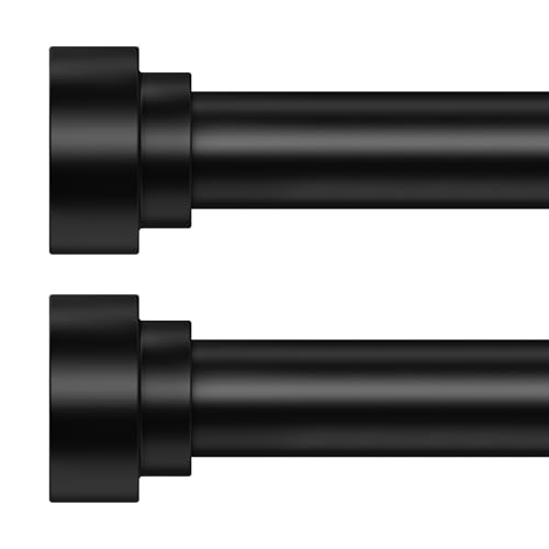 "HEI! DEAR 2 Pack Black Curtain Rods for Windows 48 to 84 Inch (4-7ft),1 Inch Diameter Heavy Duty Curtain Rod, Adjustable Modern Decorative Drapery Rods 30""-84"",Black"