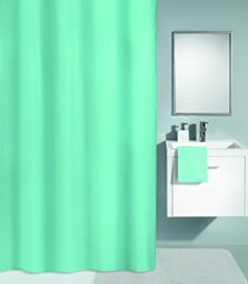 "Kleine Wolke ""Kito Shower Curtain with Water Repellent Finish, Polyester, Pale Green, 180 x 240 x 0.02 cm"