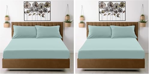 GC GAVENO CAVAILIA Fitted Sheet Single Bed (91 x 190cm) - Duck Egg Bedding Sheets - Plain Dyed Microfiber Bed Sheets Single - (10 inch) 25cm Deep Pocket Bottom Sheet - Easycare Wrinkle Fade Resistant