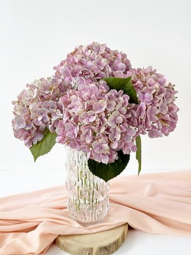 SUMTIPHUN 4Pcs 20'' Real Touch Hydrangeas Light Pink Artificial Hydrangeas Flowers Faux Latex Lifelike Hydrangea for Kitchen Living Room Porch Home Decor Baby Shower Party Wedding Table Centerpiece