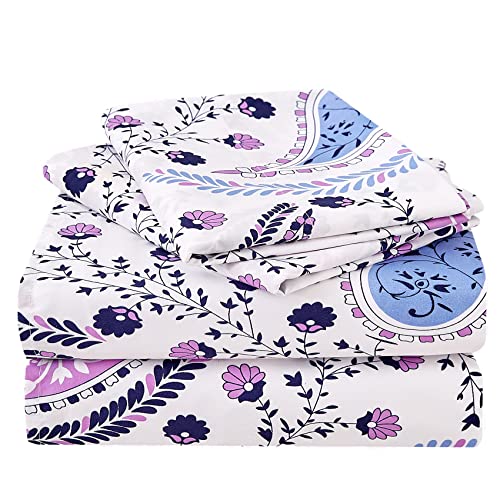 JSD Paisley Pattern Queen 4 Piece Soft Microfiber Extra Deep Pocket Duvet Cover Bedding Set