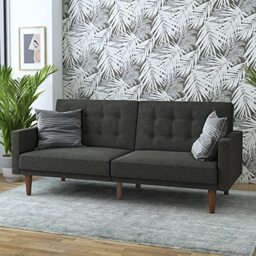 DHP Furniture Wimbley Sofabed, Grey Linen, 86x200x80cm (DxWxH)