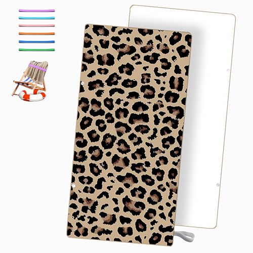 "BIFMVOG Microfiber Leopard Sand Free Quick Dry Swim Pool XL Towel 71""x32"" Large Travel Towel With One Beach Towel Band"