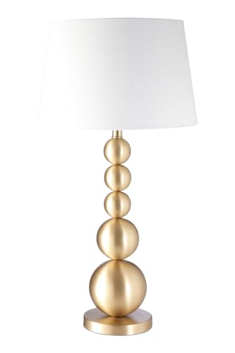 Premier Housewares Stacked Table Lamp Brushed Brass Finish Quirky Orb Design Desk Lamp Stylish Lighting Study Lamp For Everyday Use 41 x 77 x 41 cm