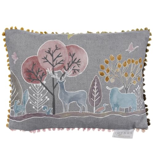 Voyage Maison Ariundle Cushion Cover – Loop Edge Trim Country Animals Decorative Case (Granite - 25x35cm)