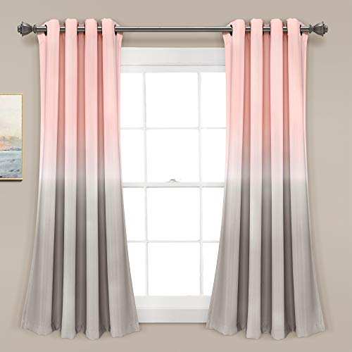 "Lush Decor Umbre Fiesta Room Darkening Window Curtain Panel Pair, 52"" W x 63"" L, Blush & Gray"