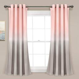 "Lush Decor Umbre Fiesta Room Darkening Window Curtain Panel Pair, 52"" W x 63"" L, Blush & Gray"