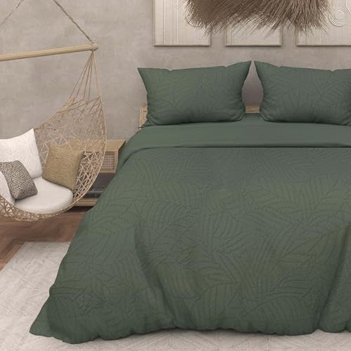 Intemporel Soleil d'Ocre 3D Microfibre Duvet Cover Set 260 x 240 cm Maya Khaki