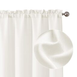 Chyhomenyc Bennet Yellowish Ivory Curtains 63 Inch Length 2 Panels, Faux Linen Textured Light Filtering Soft Airy Rod Pocket Drapes for Living Room Bedroom, Each 40Wx63 L