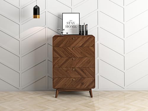 Kidsaw LV44, 5 Drawer Chest of Drawers, Columbian Walnut
