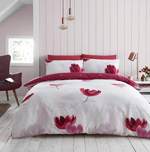 GC GAVENO CAVAILIA Luxury Geometric Duvet, Floral Quilt Set, Polycotton Bed Covers, Darcy-Purple, Double