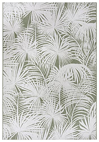 NORTHRUGS Indoor and Outdoor Rug 80 x 150 cm - Weatherproof Boho Modern Palm Trees Leaves Floral Pattern Runner Patio Rug Balcony Rug Kitchen Runner Bath Mat Living Room Rug Waterproof in Green