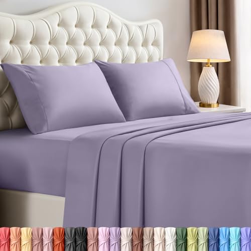 Utopia Bedding Queen Bed Sheets Set - 4 Piece Bedding - Brushed Microfiber - Shrinkage and Fade Resistant - Easy Care (Queen, Lavender)