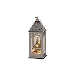 Konstsmide Christmas Lights/LED Winter Christmas Village Wooden Lantern/Indoor Use (IP20)/Battery Operation 2xAA (Excl.)/Warm White Diodes/Transparent Cable