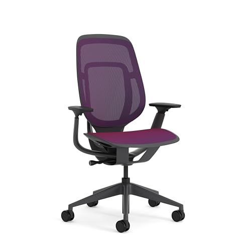 Steelcase Karman Ergonomic Height Adjustable Office Chair with Red-Blue Upholstery Made in Europe