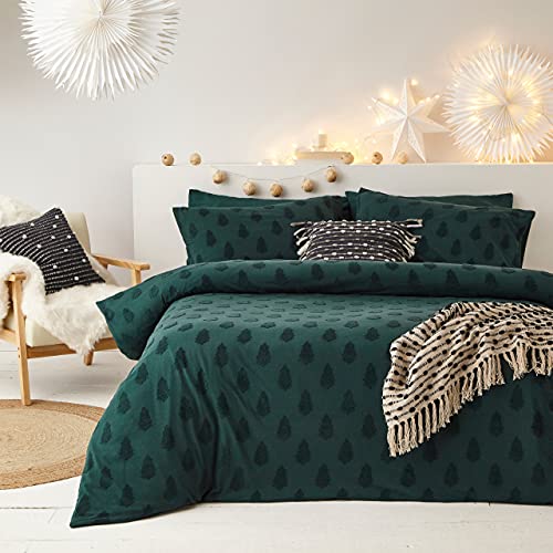 furn. Tufted Tree Duvet Cover Set (Pine Green - Single)