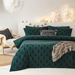 furn. Tufted Tree Duvet Cover Set (Pine Green - Single)