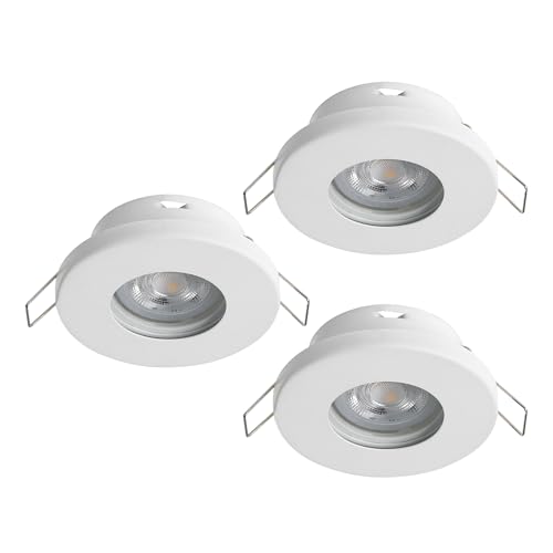 Eglo Set of 3 LED recessed spotlights Favazzina, Round Flat Metal Ceiling Lights in White, incl. GU10 Bulbs, Warm Ø 8.5 cm