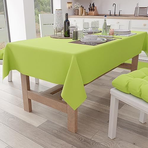 PETTI Artigiani Italiani - Rectangular Table Cloth, Elegant Table Cloth, Solid Color Cotton Table Cloth, Kitchen Table Cover, Light Green Tablecloth X6 Seater (140x180cm), 100% Made in Italy