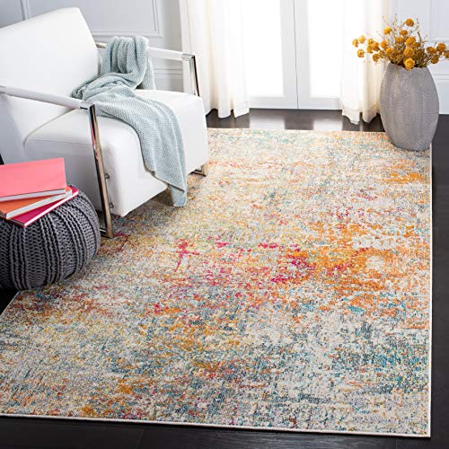 SAFAVIEH Contemporary Rug for Living Room, Dining Room, Bedroom - Madison Collection, Short Pile, in Grey and Turquoise, 122 X 183 cm