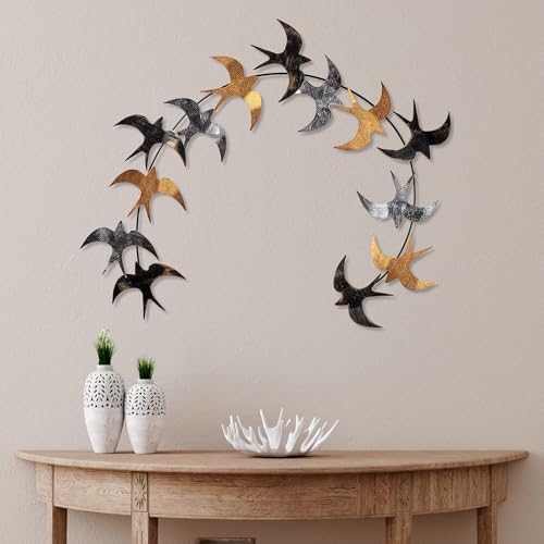 Hand-Painted Decorative Metal Wall Accessory, 90 x 82 x 7 cm, 100% Metal, 1.5 mm Thick, Unique Art Piece for Home Decor, Colour Variations May Occur