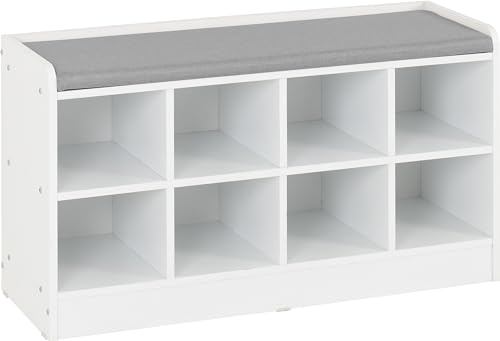 Seconique Portland Shoe Bench in White/Steel Fabric