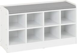 Seconique Portland Shoe Bench in White/Steel Fabric