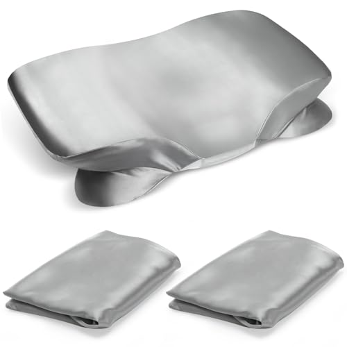 2 Pack Satin Pillowcase for Zelimun Cervical Pillow, Contour Pillow Case Cover, Soft Pillowcase Cover with Zipper (Silver)