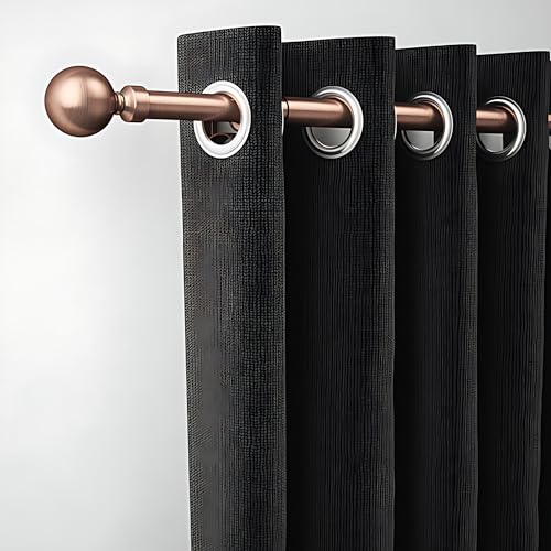 ROTHLEY Curtain Rods for Windows 28 to 48 Inch Copper Curtain Rod 1 Inch Diameter Decorative Curtain Rod Adjustable Drapery Rod Heavy Duty Window Curtain Rod Klick Fit Curtain Pole Kit-Orb Finial