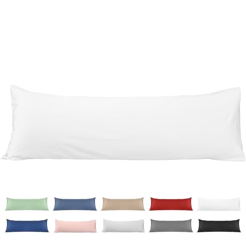 100% Cotton Body Pillow Case, Deep Dream 20x54 Body Long Pillow Pillowcases Sateen Weave, 600 Thread Count Hotel Luxury Soft and Breathable Envelope Closure Pillow Covers,White