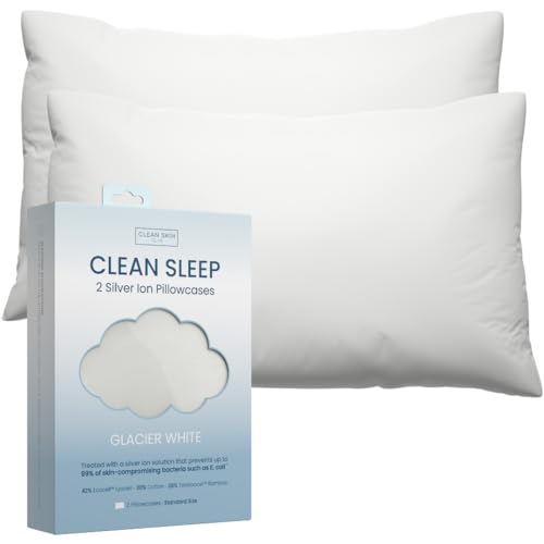 Clean Skin Club Silver Ion-Infused Pillowcase Prevents Bacteria Growth and Fights Odors for Hypoallergenic, Clearer Skin and a Fresher Night's Sleep (1, White)