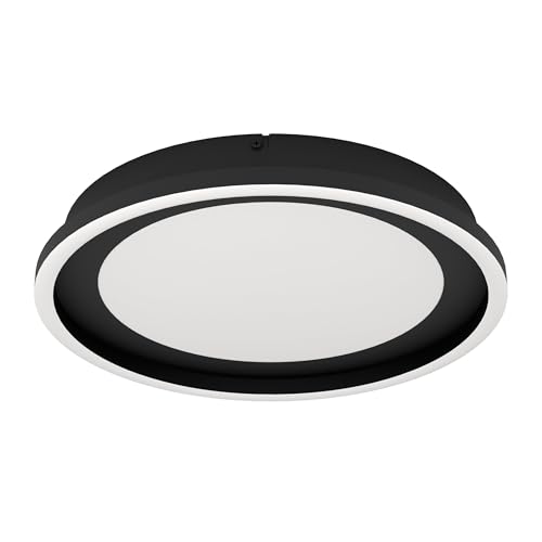 Eglo LED Ceiling spot Calagrano, dimmable Ceiling Light Fitting with Remote Control, Round Living Room lamp Made of Black Metal and White Plastic, Warm-Cool White