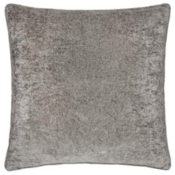 Paoletti Lustre Velvet Polyester Filled Cushion – Crushed Velvet Luxury Textured Piped Edge Decorative Pillow (Pewter – 50x50cm)