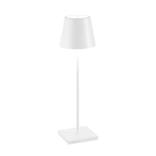 Zafferano, Poldina Pro Lamp, Rechargeable Cordless Table Lamp with Touch Controls, Suitable for Interior and Outdoor, Dimmer, 2200-3000 K, Height 38 cm, White Colour